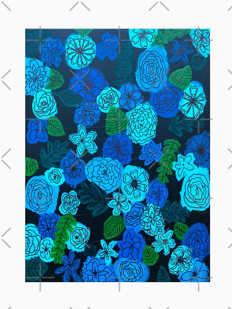 Blue and green floral print by amfabricante
