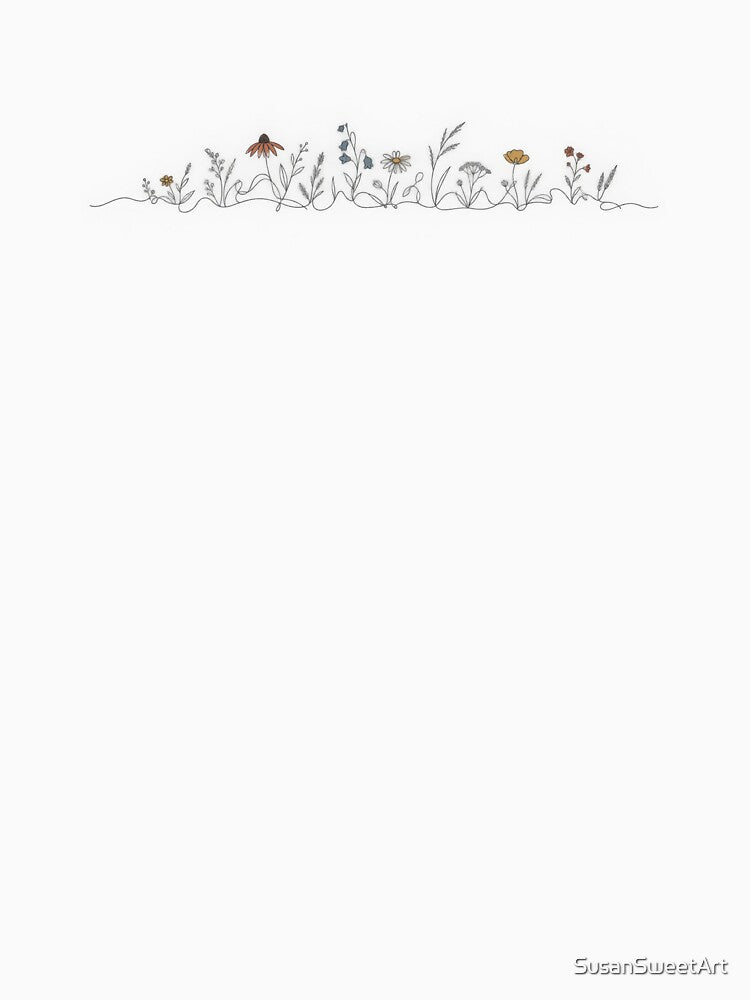 Minimalist Wildflowers – Continuous Line Botanical Meadow by SusanSweetArt