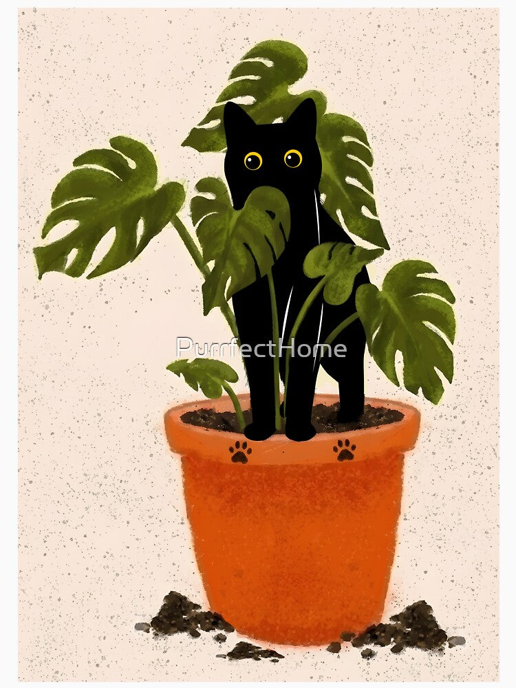 Black Cat In planter by PurrfectHome