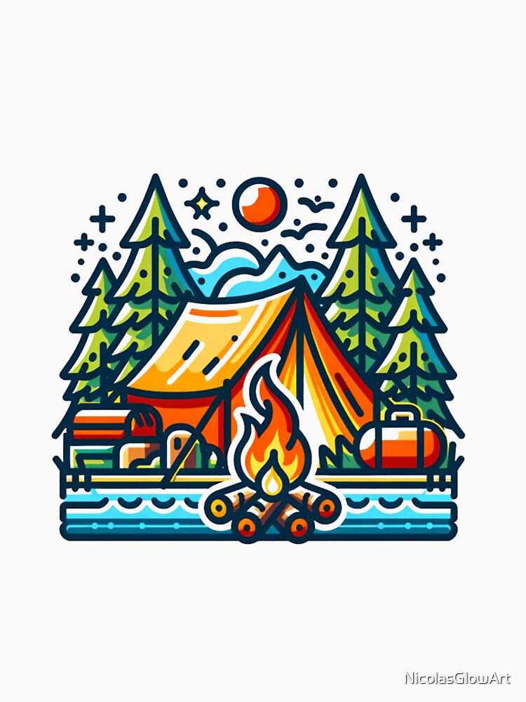 Outdoor Hiking Journey | T-Shirt, Sticker by NicolasGlowArt