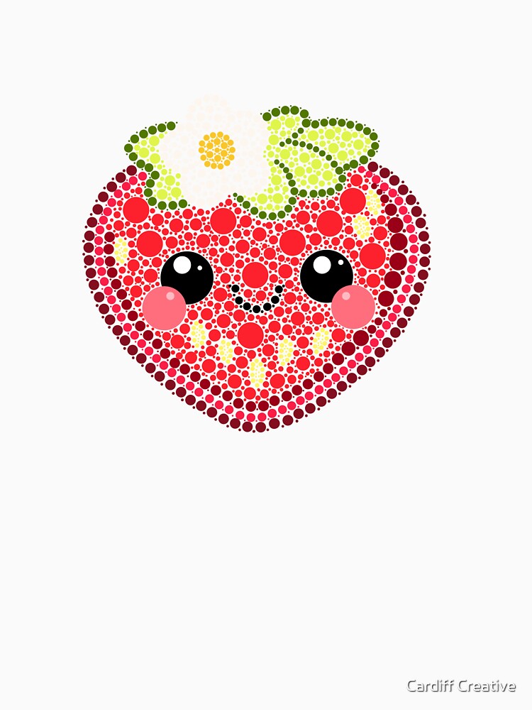 Kawaii Strawberry Dot Art by Cardiff Creative
