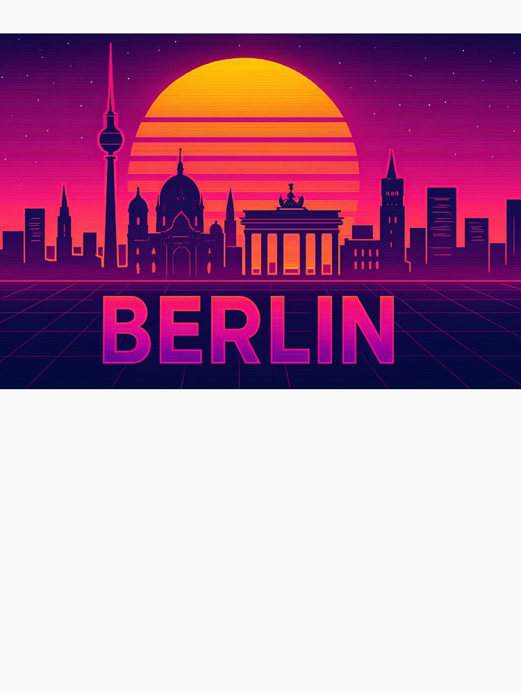 Berlin Retro Sunset Skyline Illustration by ibo-odi-SW