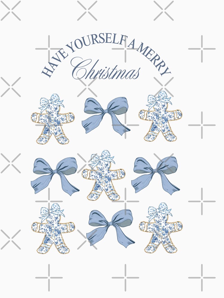 Coquette Chinoiserie Christmas Gingerbread and Bows T-Shirt – Festive and Chic Holiday Design by ashofthesouth