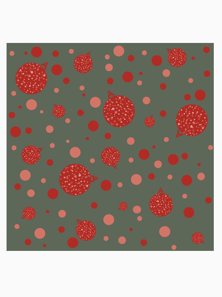 Festive Red Balls on Green by PrintsByAnnJ