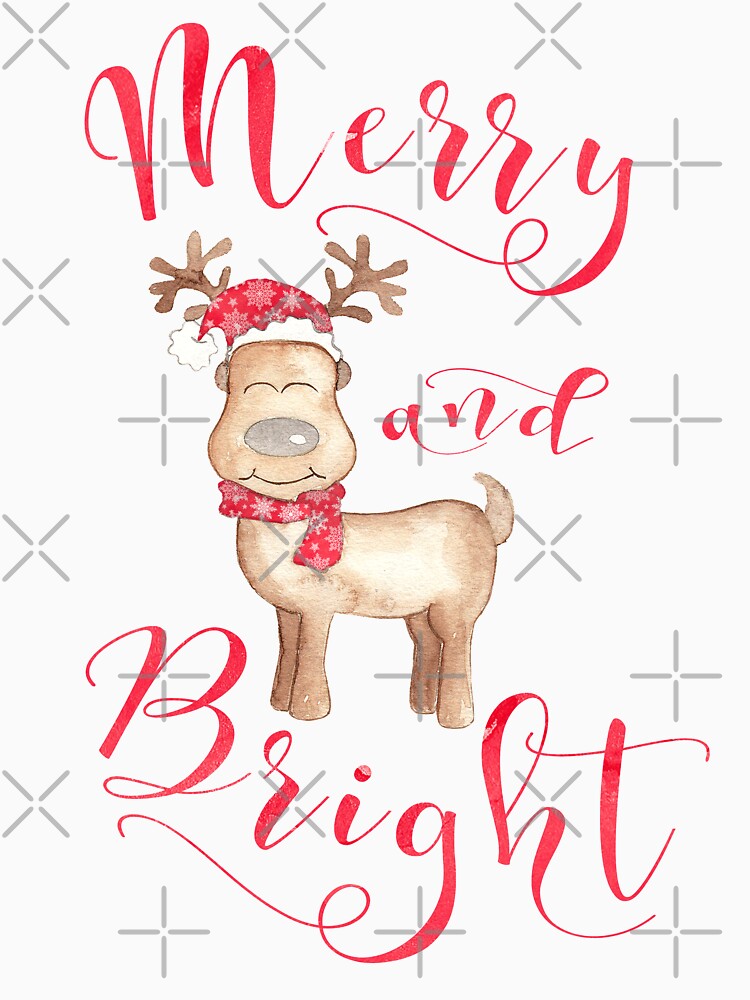 Christmas gift Merry and bright red deer antler nursery, Calligraphy art by Martina Mladenova