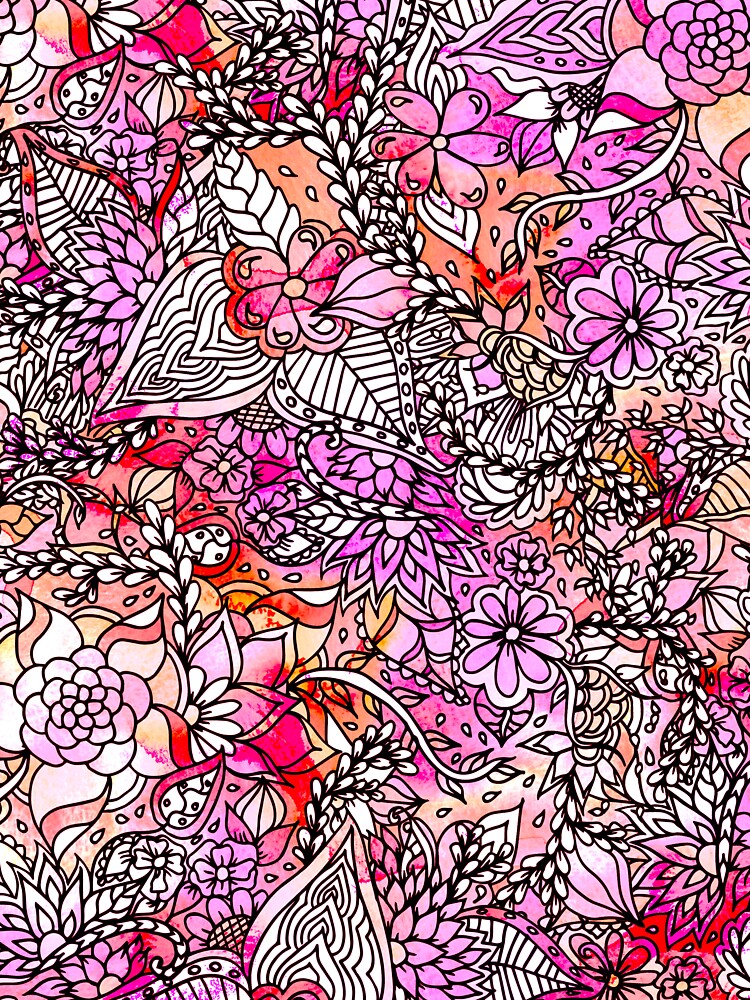 Stylish red purple watercolor floral illustration by GirlyTrend