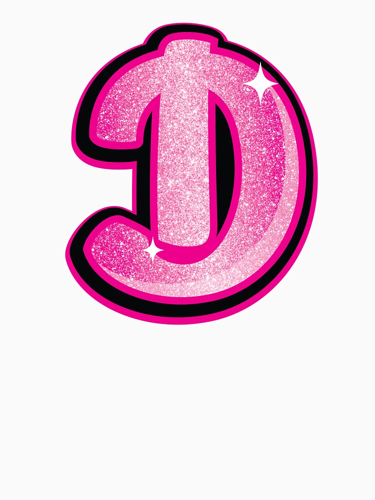 Glitter Pink D Initial Sticker by LazyCreativeCo