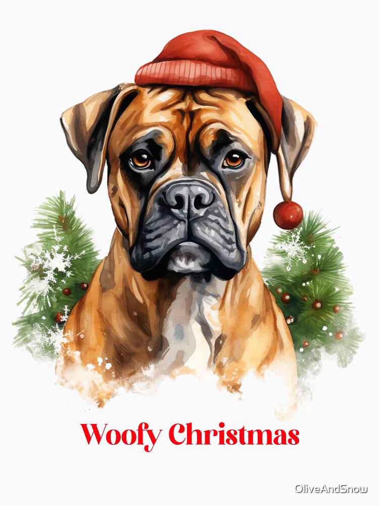 Boxer Dog Christmas X-Mas wish gift Woofy Christmas by OliveAndSnow