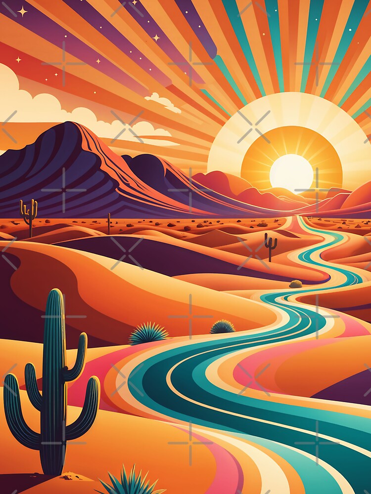 Groovy Retro Vintage 70s Desert Sunrise by Prints and Lifestyle