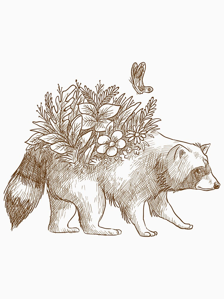Raccoon growing flowers by Design Atlas