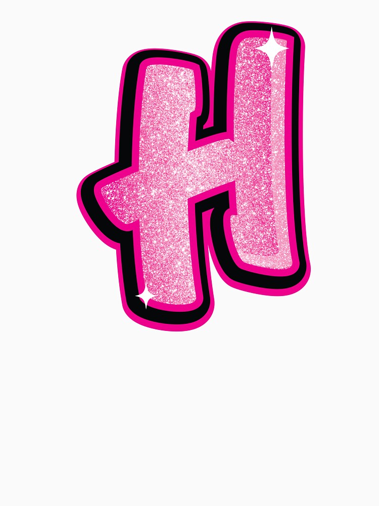 Glitter Pink H Initial Sticker by LazyCreativeCo