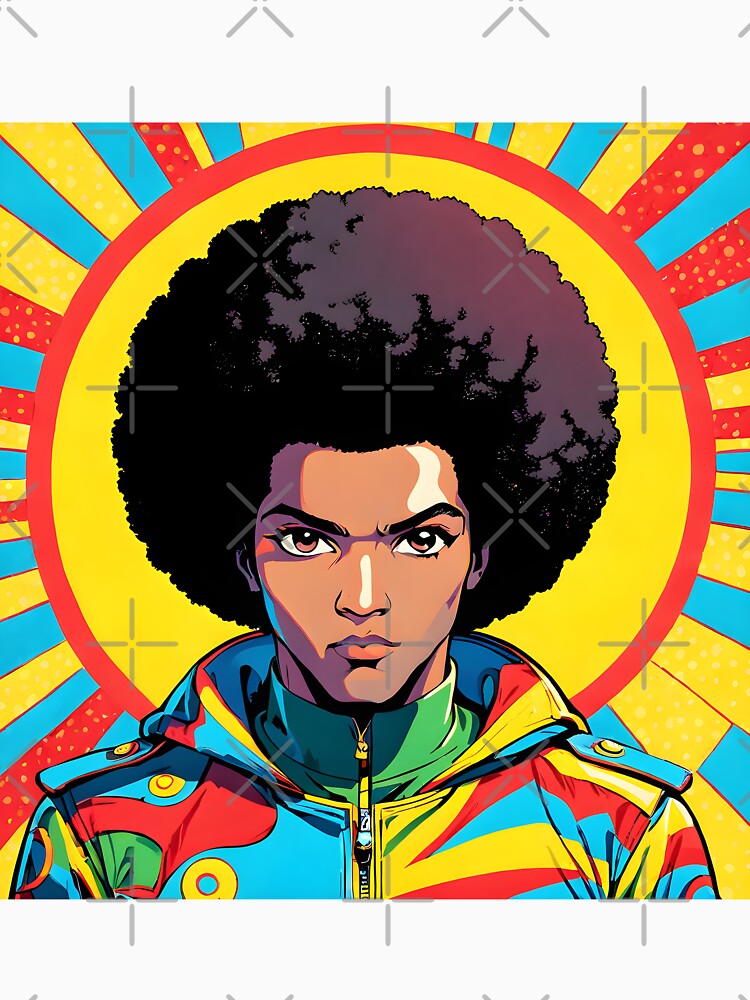 Retro 70s, Pop Art,  Portraits,  Yellow, Light Blue by Prints and Lifestyle