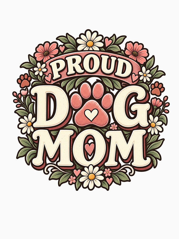 Proud Dog Mom Floral Paw Design by DarnaWear
