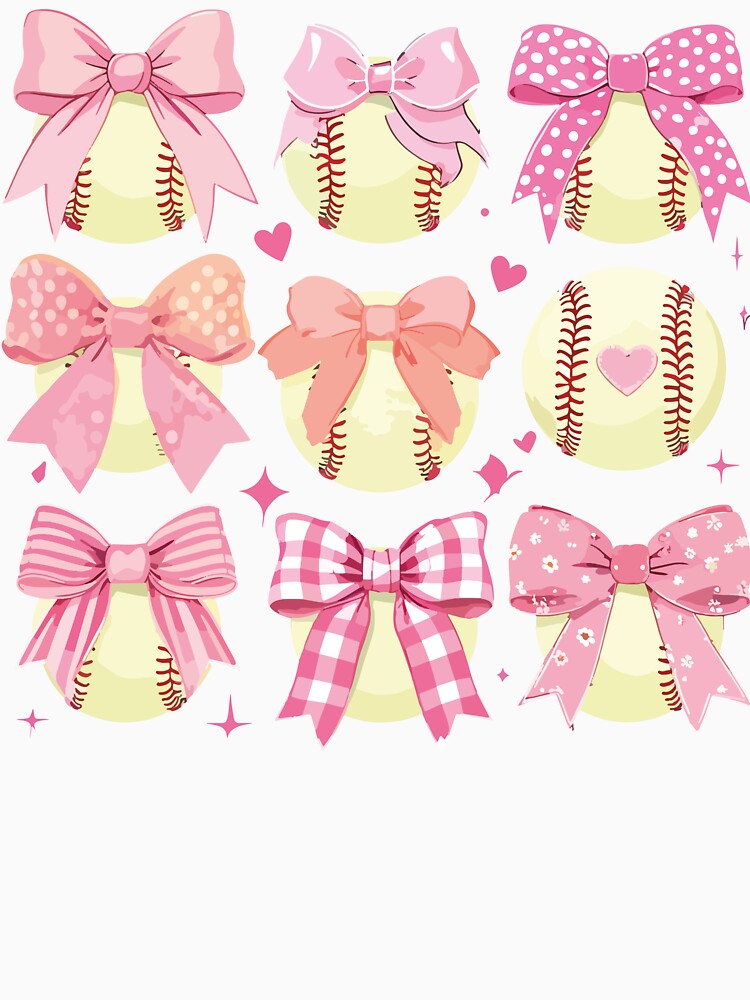 Softball Coquette Pink Bow Softball Mom Mothers Day Cute by Oualid Art