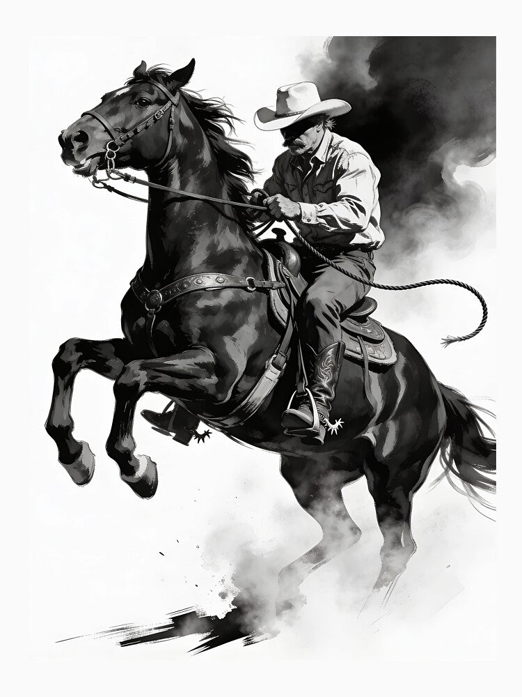 Iron Rider – Black & White Western Soul T-Shirt by Eternal Kingdom Store