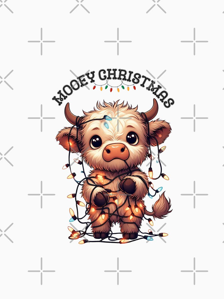 Baby Highland Cow Christmas Lights,Mooey Christmas,Cow Xmas,Highland Cows,funny christmas shirt by Clothesbest