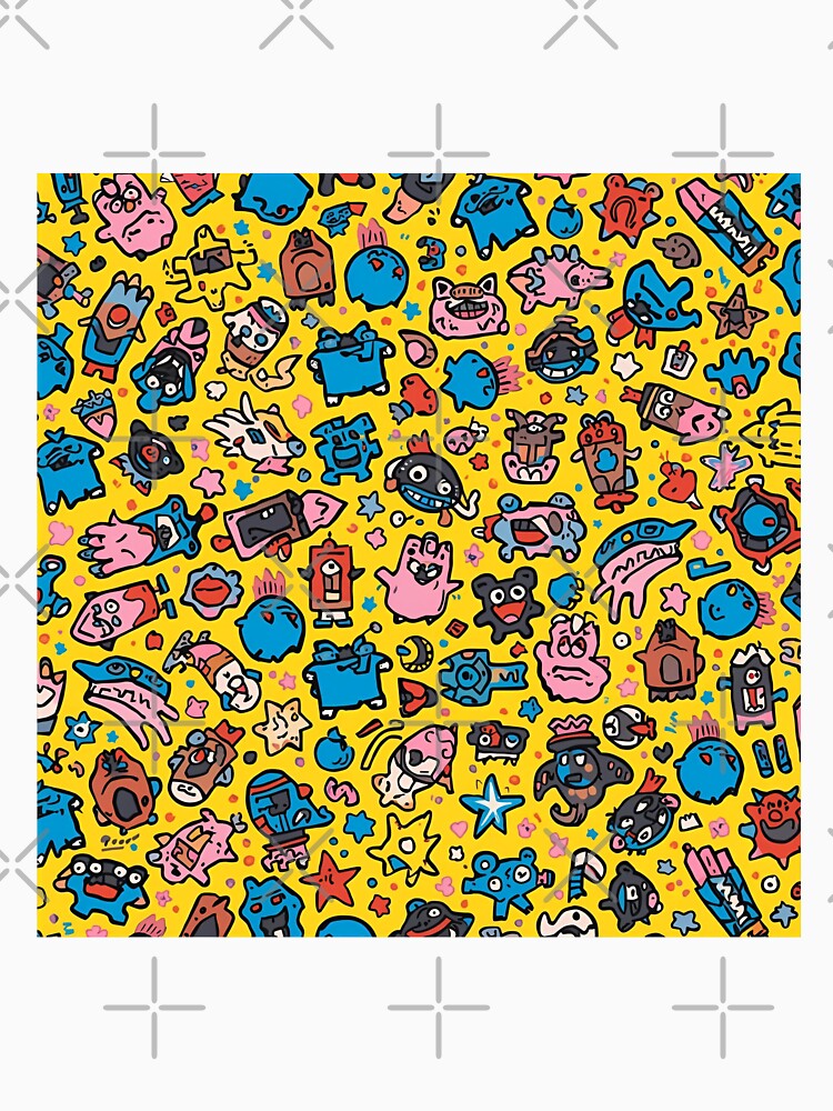Funky Doodle Monsters Pattern – Colorful Cartoon Pop Art by 9morethan9®