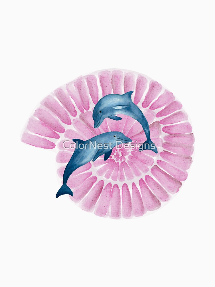 Pink Ocean Spiral – Dolphin Aesthetic Dream Design by ColorNest Designs