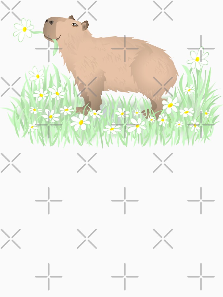Capybara with Flowers In The Grass by Adamo-illustration