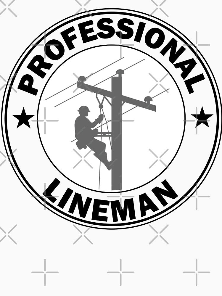 Professional Line Man Circle Art Stickers and Shirts for Electrical Lineman by Science Engineering Gifts