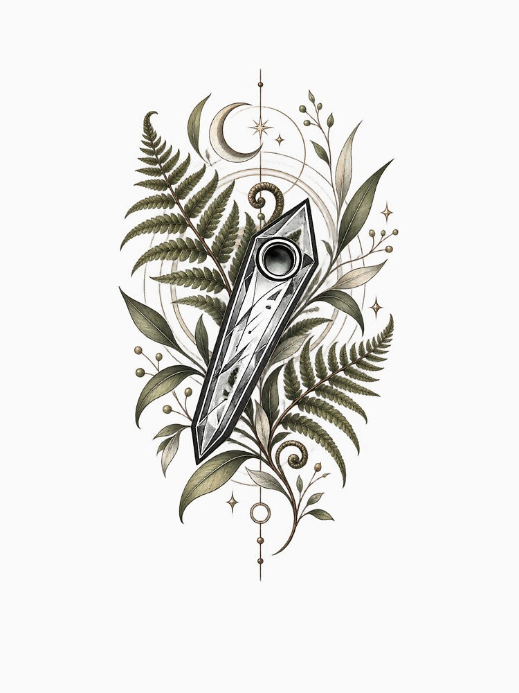 Fern Whisper Minimal Botanical Crystal Art by StoneOak