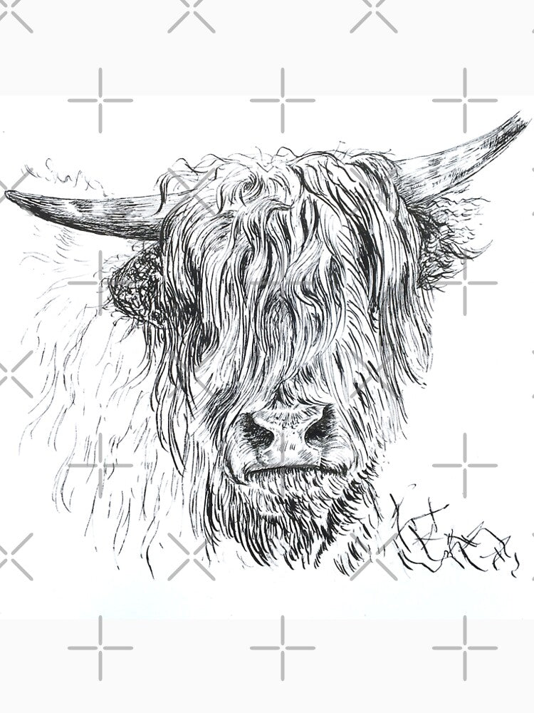 Highland Cow Drawing by CountryArtStore