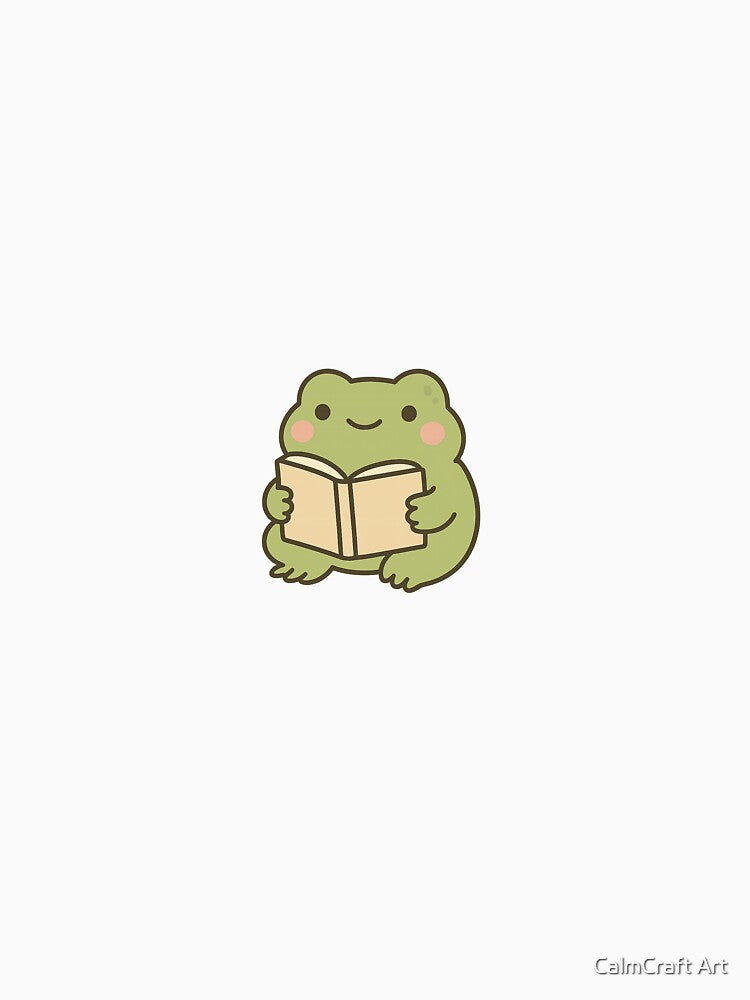 Cute Reading Frog – Kawaii Frog With Book Design by CalmCraft Art