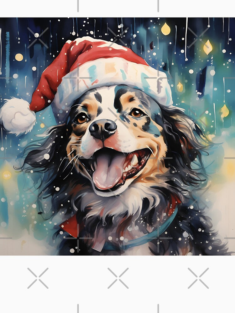 Cute Dog in Christmas Hat by inkArtistryfine