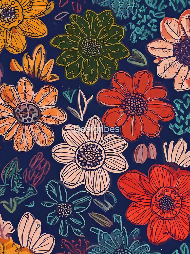 Hand drawn scribbled flowers pattern by Designbes