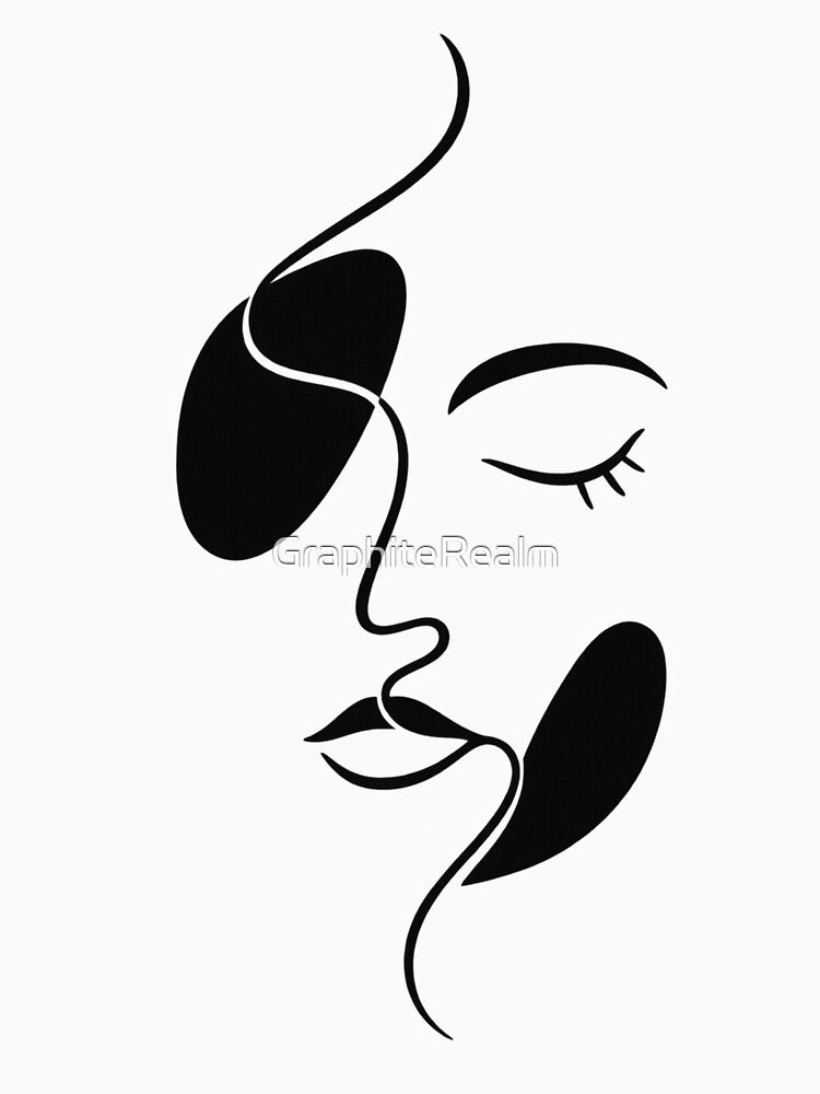 Abstract Face Line Art – Minimalist Modern Portrait by GraphiteRealm