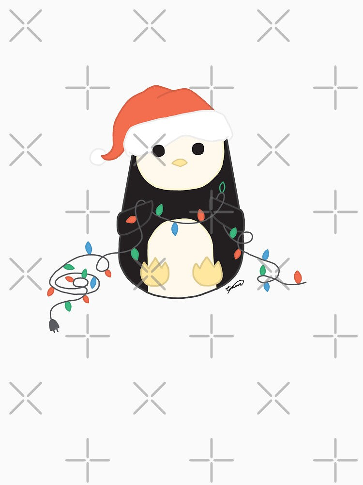 Penguin with Christmas Lights by -Cinnar-