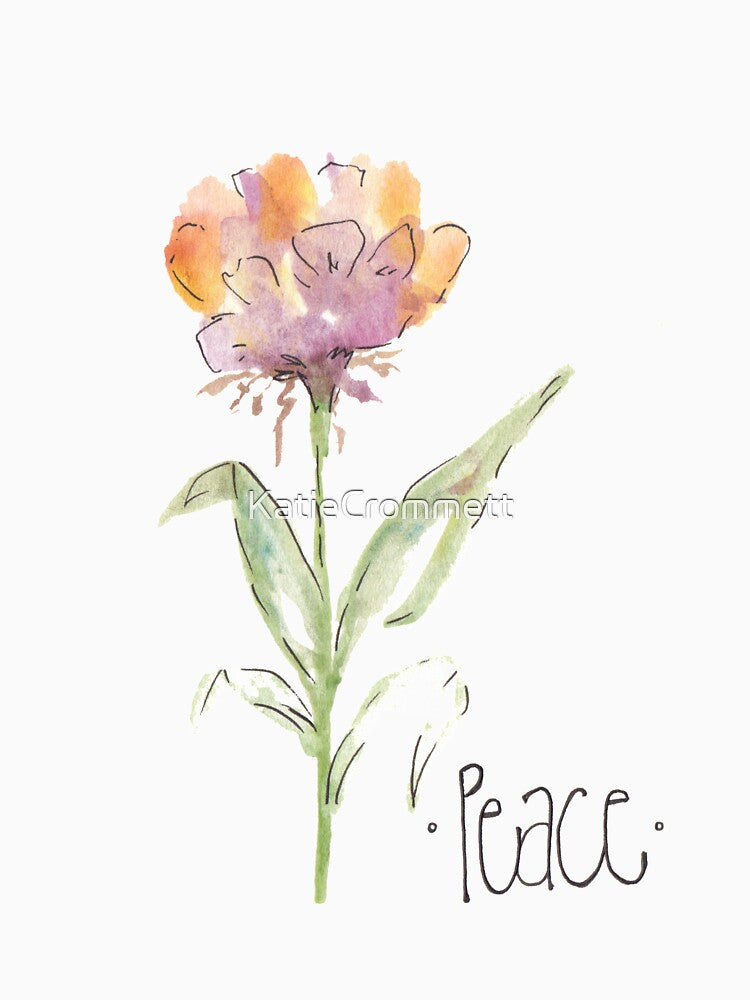Peace peace peace - watercolor flower - boho art doodle by KatieCrommett