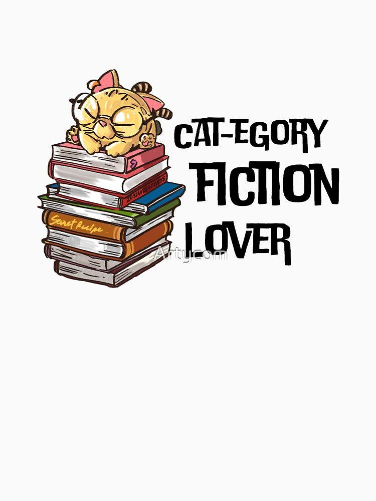 Funny Book Cat Lover Quote Cat-egory Fiction Lover by Artycom
