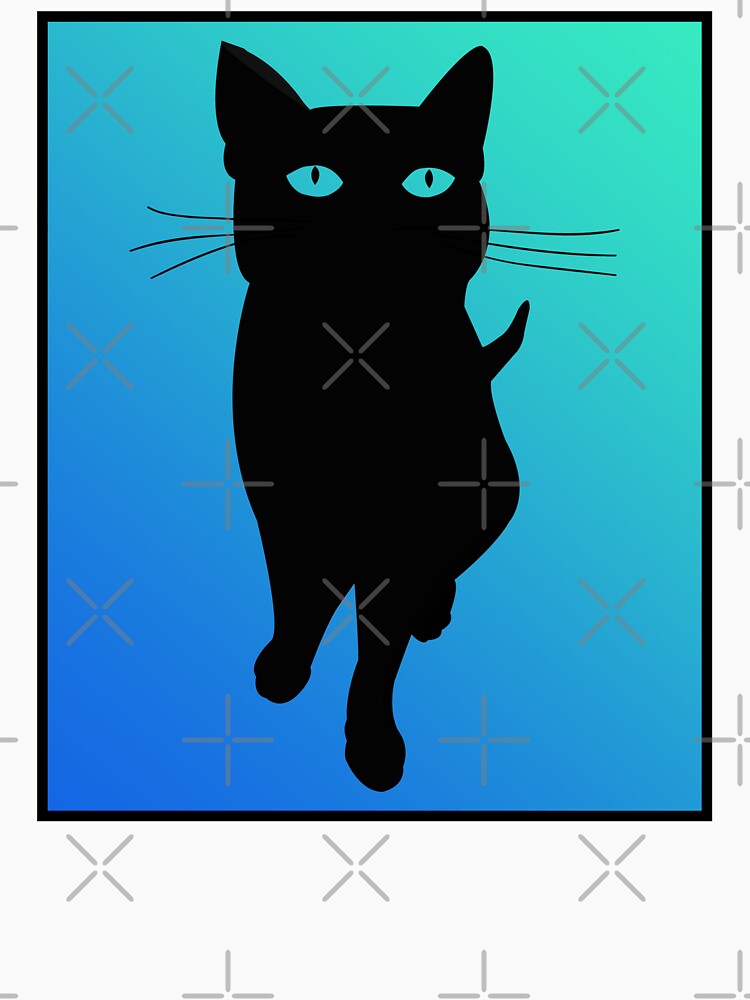 Black Cat Sitting Aqua by Sleazoid
