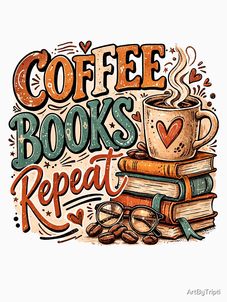 Coffee, Books, Repeat - Cozy Reader Coffee Lover Aesthetic Life for T-Shirt, Sticker, iPhone case, mug, bag, hoodie by ArtByTripti