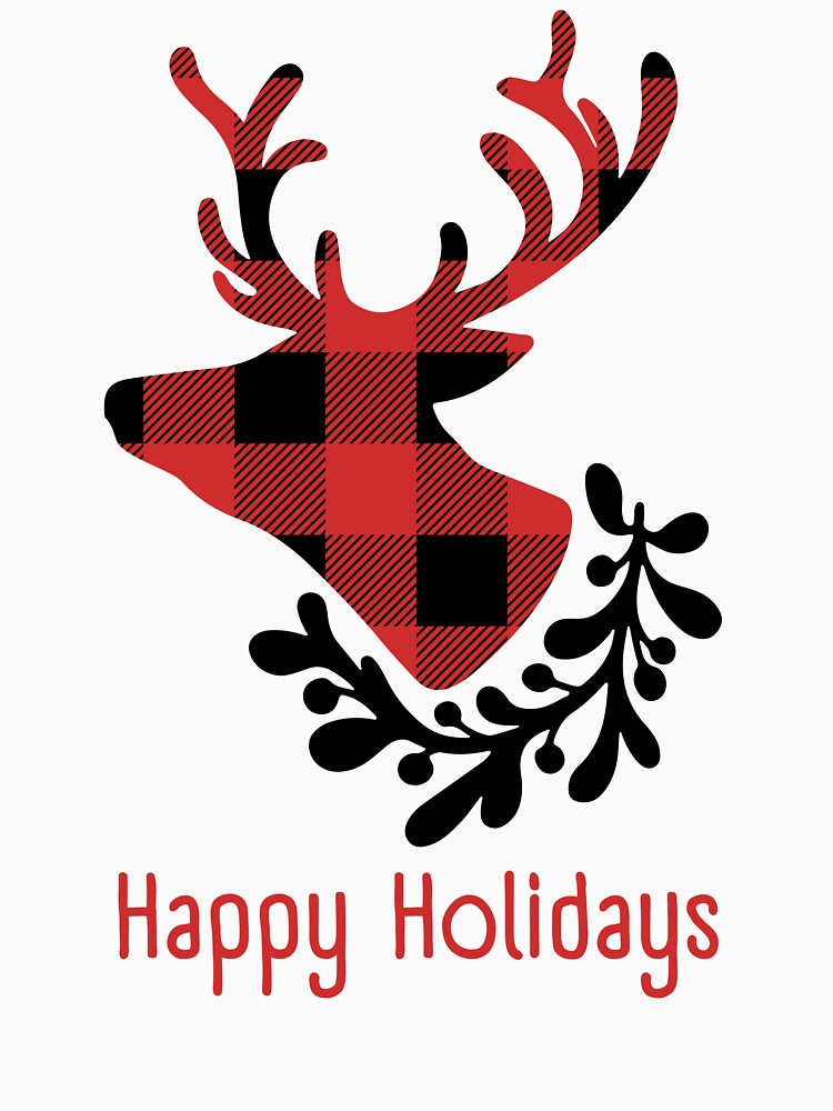 Red Black Green illustration Deer Christmas Men's classic tee by moro-arts