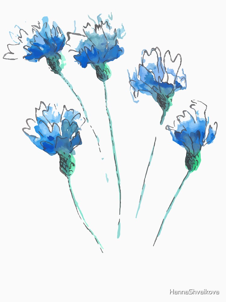 Blue watercolor flowers by HannaShvaikova