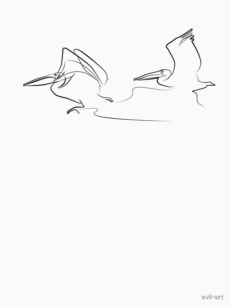 Flying Pelicans One Line Art by evk-art