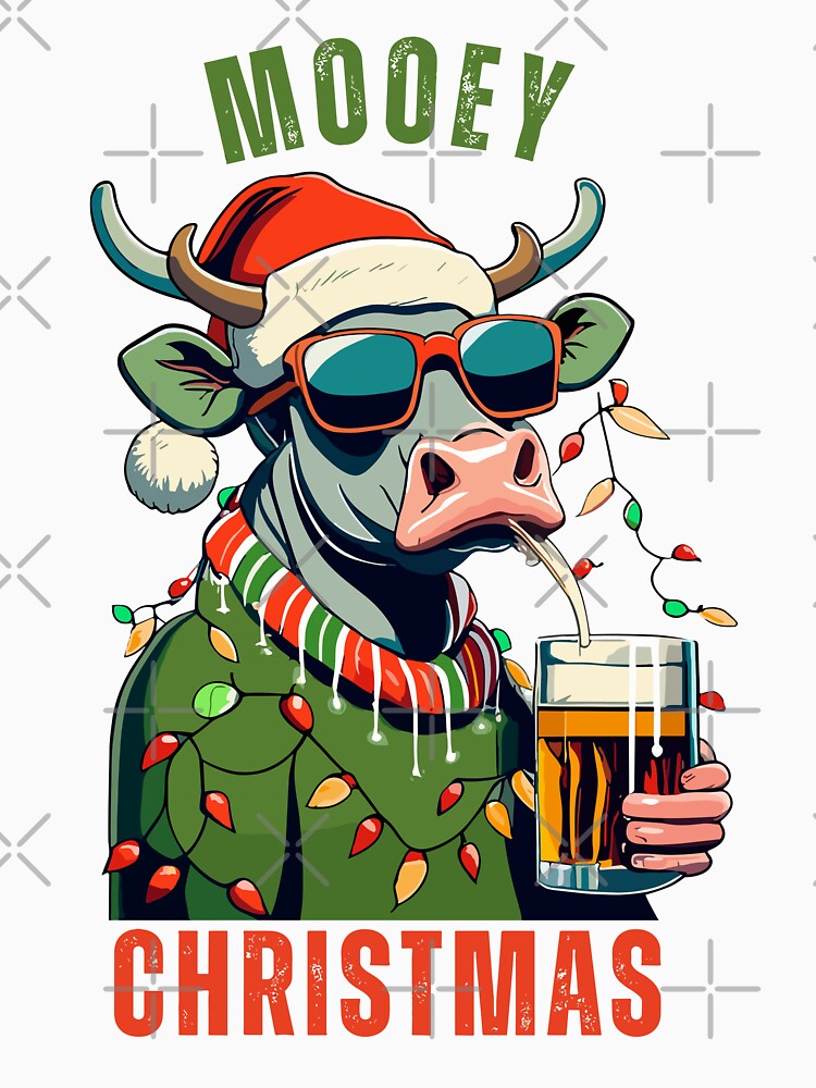 Mooey Christmas Highland Cow: Light Santa Hat T-Shirt by PiXilustratoArt