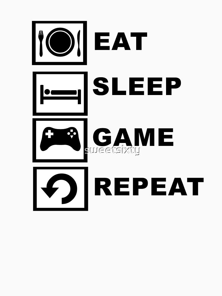 Eat Sleep Game Repeat Gamer Design by sweetsixty