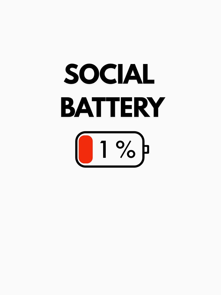 Social Battery 1% | Funny Introvert T-Shirt | Socially Drained Design Graphic Tee by KBizofficial