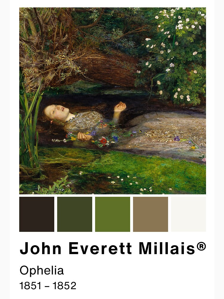 John Everett Millais - Ophelia - Pantone Color swatch, Art Paintings Art history by Lemon-y-Shark