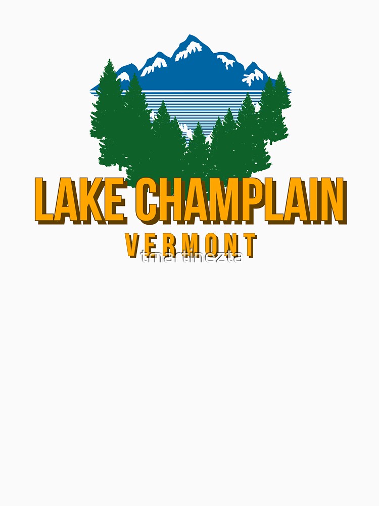 Lake Champlain Vermont Vintage Retro Adventure Fishing, Skiing Mountains by tmartinezta