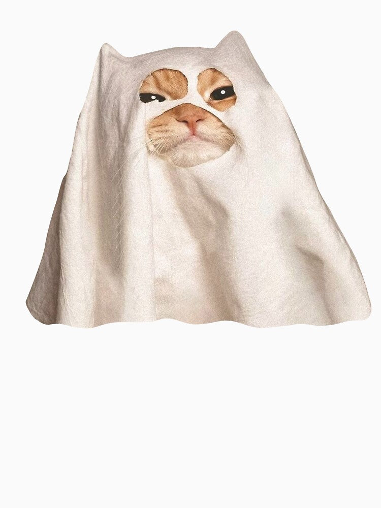 Funny Ghost Cat Judges Me Meme by RebeccaLittlee