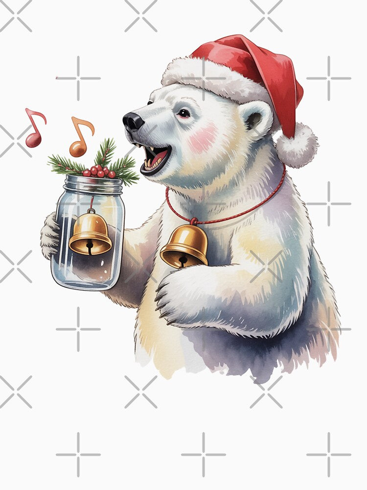 Jingle Bells Polar Bear – Cute Christmas Wall Art by vk09