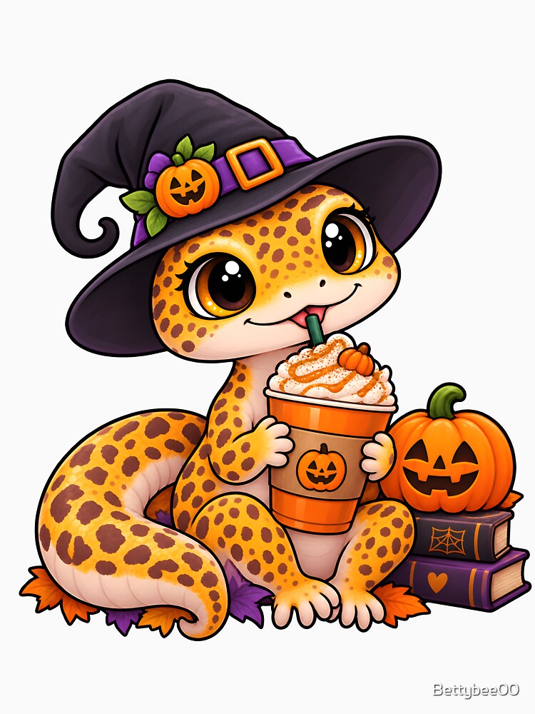 Pumpkin Spice Gecko – Cute Halloween Exotic Animal Vet Design by Bettybee00