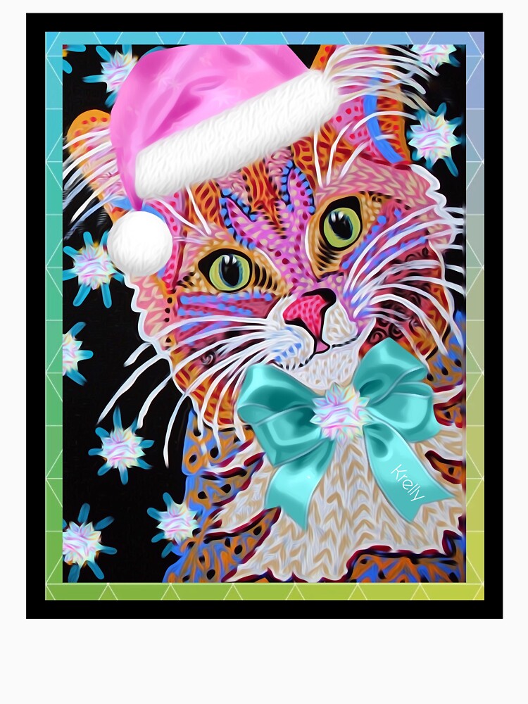 Christmas Pink Kitty by Krelly by KrellyDesigns