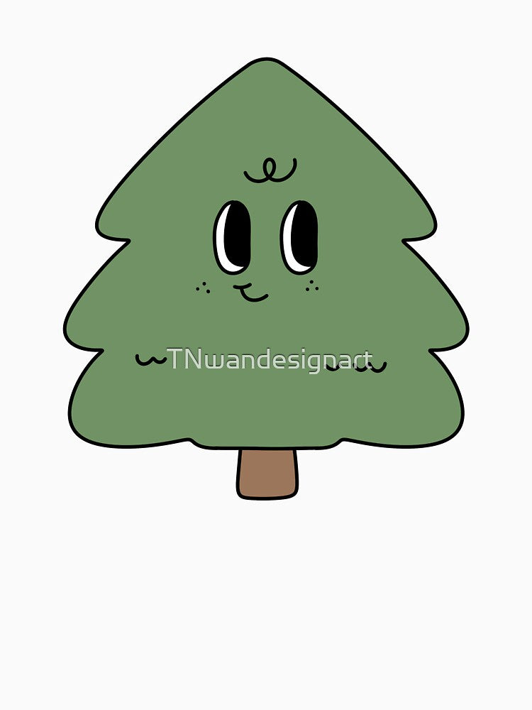 christmas tree groovy retro cute kawaii smiley xmas vibes by TNwandesignart
