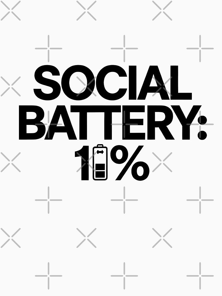 Social Battery 1% Funny Introvert Humor Minimalist Design by Spirit of Siam