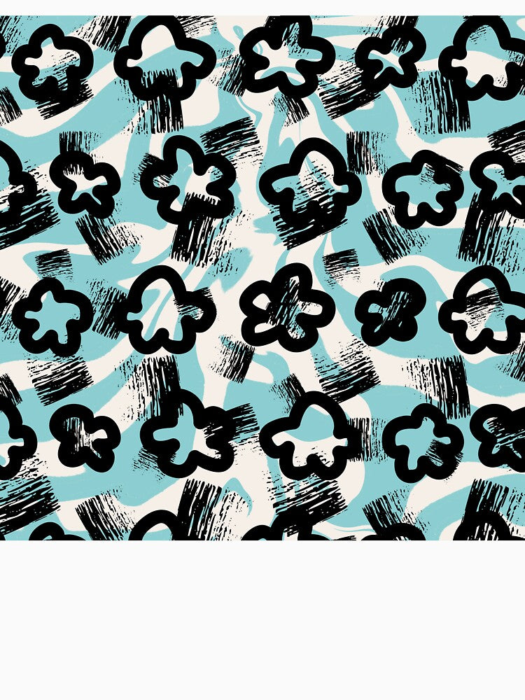 Abstract blue, white and black, grovy pattern by Abelievingheart